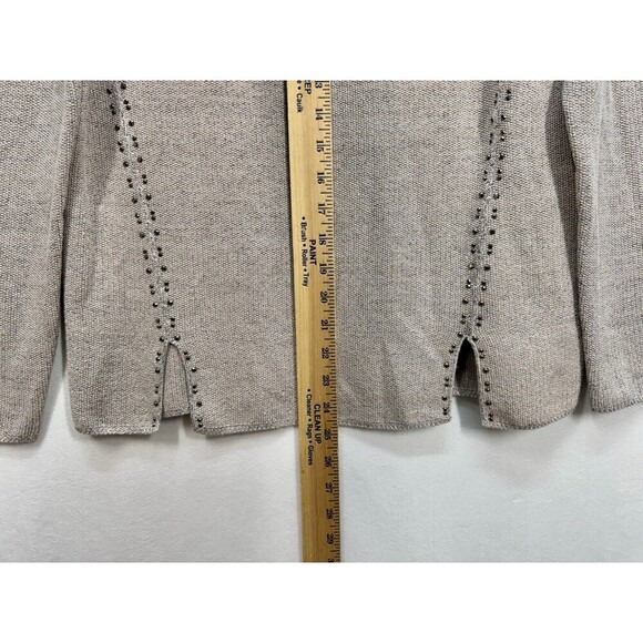 Joseph Ribkoff Knit Crewneck Top Sz Small Stone/Silver Metallic Stud Rhinestone - Picture 9 of 10